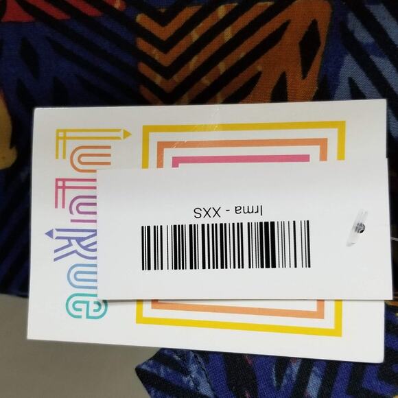 Lularoe Irma Womens Tunic Rainbow Tribal Geometric Square XXS NEW - Picture 5 of 7